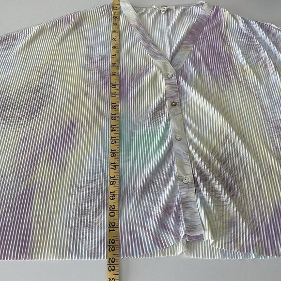 Entro Top Womens M/L Multi Pastel Tie-Dye Pleated Boxy Crop Blouse Spring - Picture 8 of 10